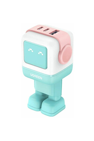 Ugreen Uno 65W, GaN Fast Charging, 2x USB-C, 1x USB-A Albastru