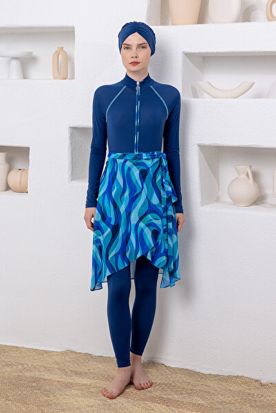 Adasea Carl Stretch Fabric long sleeve hijab swimsuit 1116