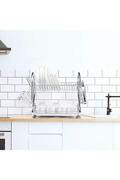 Avex Two-tier steel dish rack with plastic tray, AVX-AG373