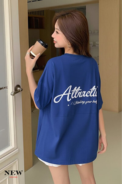 New Shine تي شيرت مطبوع عليه ATTRACTION للجنسين