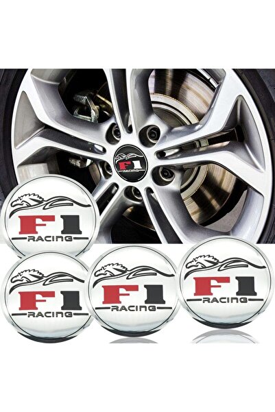 Avex Set 4 buc. ornament jantă centrală, model "F1 Chrome", diametru 5cm