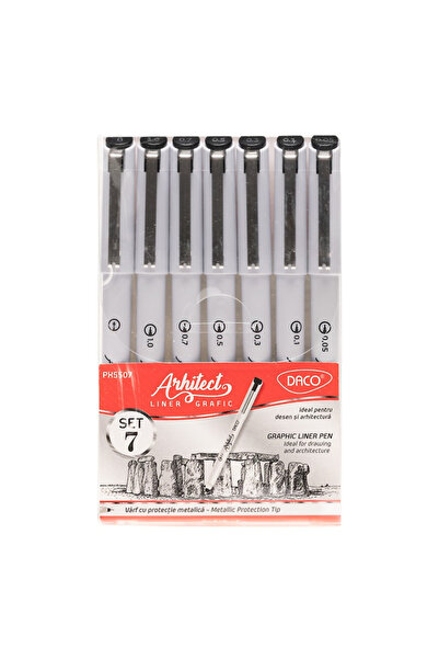 daço Pix Liner Grafic Arhitect set 7 buc, dimensiuni diferite