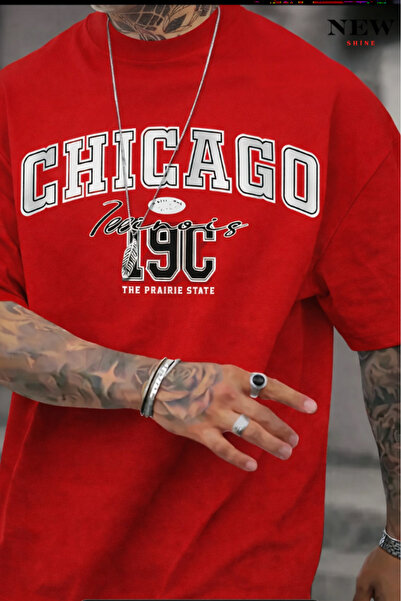 New Shine تي شيرت مطبوع عليه شيكاغو للجنسين