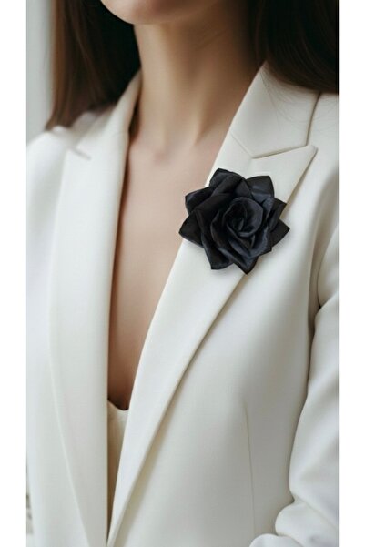 Âlâ Atelier Yıldız Siyah İğneli Kumaş Çiçek Broş