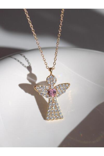 Reorah Collection Zircon Stone Heart Holding Angel Necklace