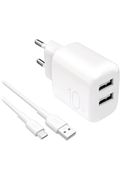 Puro PUTC2USBA10WDYKACWHI Încărcător de perete 2x USB-A 10W Alb