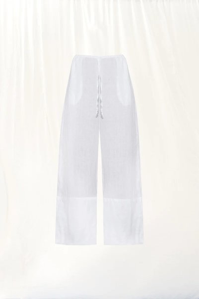 #vdr viadellerose White Linen Wide-Leg Pants 17369