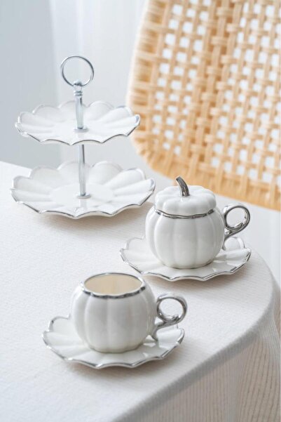 ACAR Betty Silver 2-Person Mini Cake and Coffee Cup Set with Stand Kai-07647