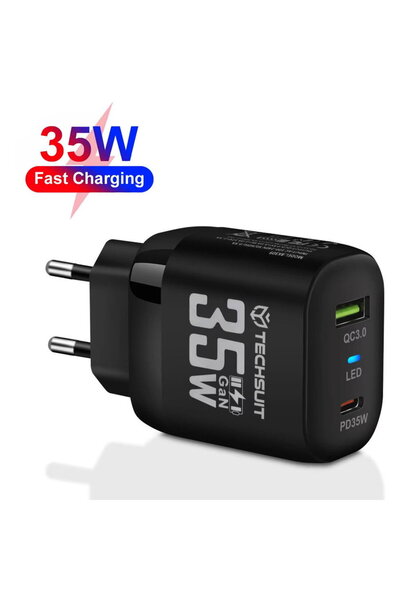 Techsuit CHPD174 GaN Încărcare rapidă USB QC3.0 + Type-C PD35W 35W Negru