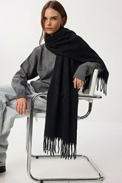 Lovelyİstanbul Wool Effect Large Scarf Lgn0001 Black