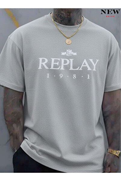 New Shine تي شيرت مطبوع للجنسين من ريبلاي 1981