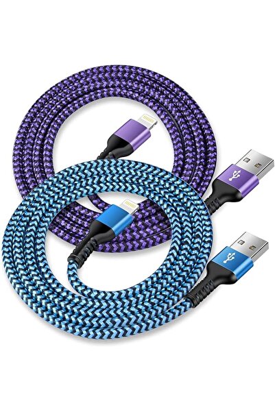 The Bros كابل شحن USB-A إلى Lightning، عبوة من قطعتين/3 أقدام، كابل شحن iPhon...