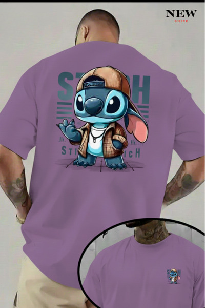 New Shine تي شيرت مطبوع عليه شخصية ستيتش للجنسين
