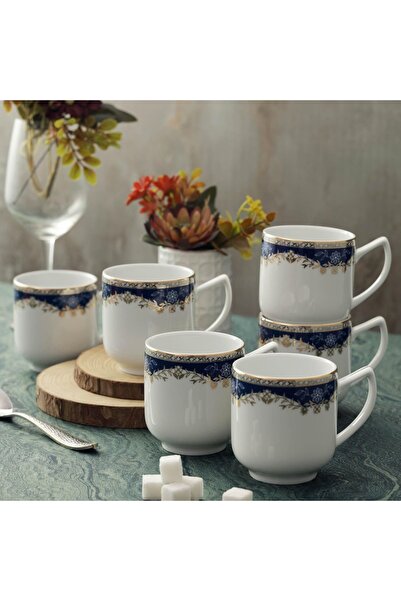 PEGGY OLIVER Aurora Collection Set of 6 Coffee Mugs (200ml) Real Gold Plated