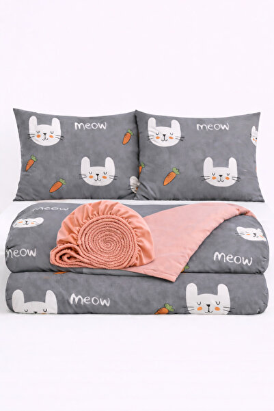İQON Elastic Sheet Duvet Cover Set Double Size Mw Gray-242 Otlt