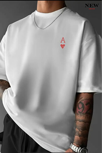 New Shine تي شيرت مطبوع عليه حرف A للجنسين