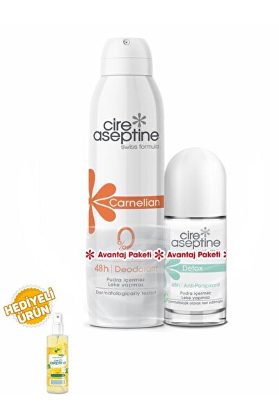 CIRE ASEPTINE Carnelian Deodorant 150Ml+Detox Rollon 60Ml Avantaj Paketi