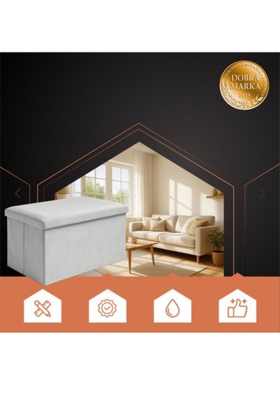 Ruhhy Taburet pliabil cu spatiu depozitare, 54 l, 60x30x30 cm, suporta 80 kg, MDF, catifea, gri deschis