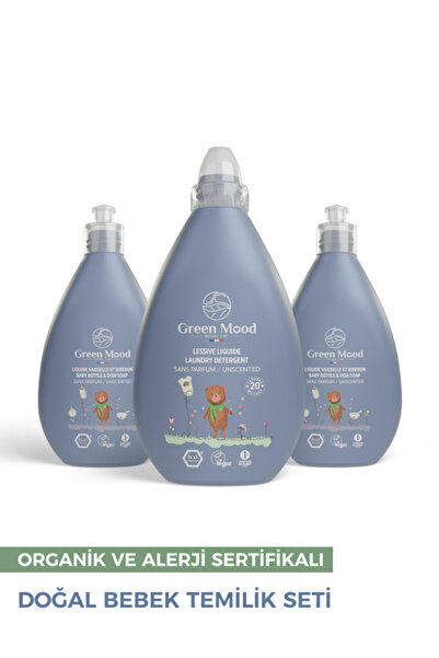 Green Mood Doğal Bebek Temizlik Seti – 2’li Biberon Temizleyici & Bebek Çamaş...