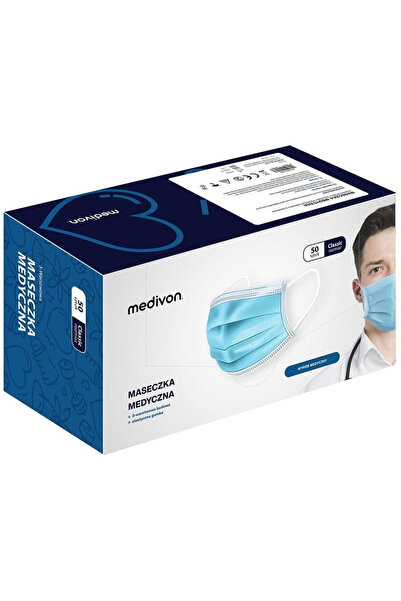 Generic Medivon mdv-4420 type ii medical surgical antiviral mask, 3-ply, 50 pcs