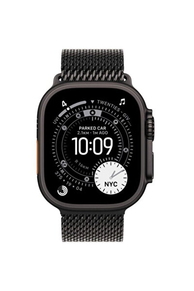 Apple Ceas Ultra 3 LTE, 49 mm, curea Milanese neagră din titan, model S, 1,98"