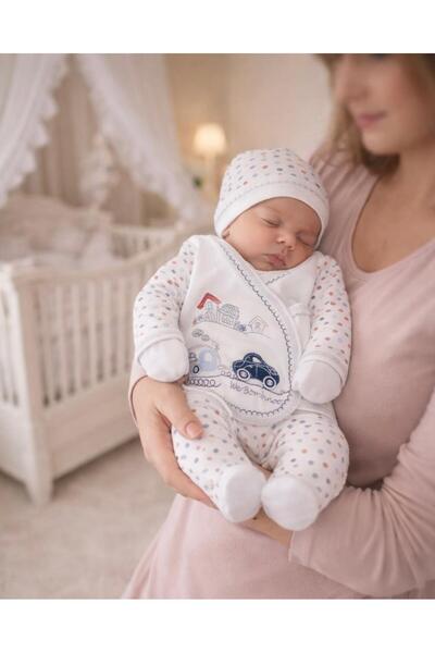 BYS BABY FASHION 5 قطع من ملابس الأطفال حديثي الولادة من القطن بنقشة سيارة (م...