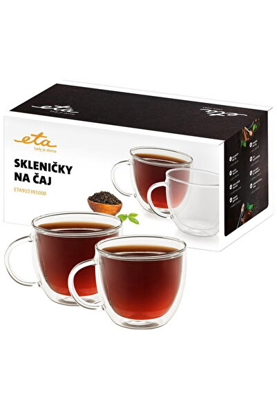 ETA Set of 2 tea cups 9153 91000, 2 x 400 ml, double-walled borosilicate glass