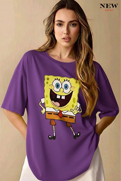 New Shine تي شيرت مطبوع عليه سبونج بوب للجنسين