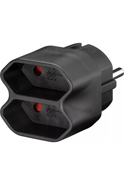OEM Adaptor Stecher Schuko - 2x Euro mama negru Goobay