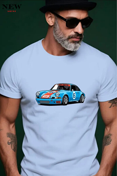 New Shine تي شيرت مطبوع عليه سيارة للجنسين