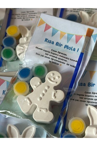 HARİKALAR DÜKKANI Zencefilli Kurabiye Adam Figürlü Taş Tozu Boyama Seti Karne...