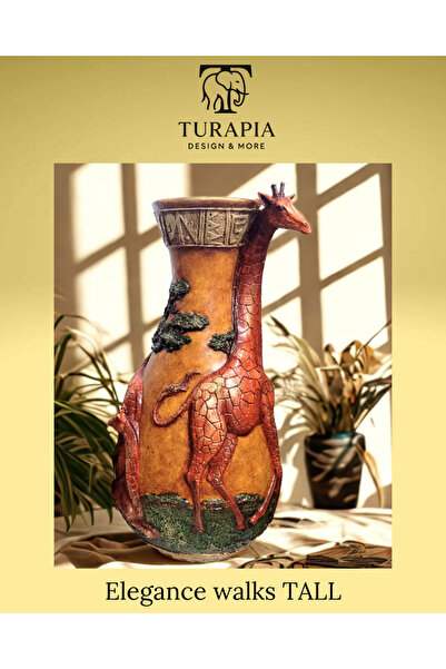 Turapia Design Zürafa Özel Tasarım Safari Dekoratif Polyester El Boyaması Uzu...