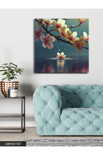 Evinemoda Pânză pătrată dintr-o singură bucată cu flori de cireș reflectate -...