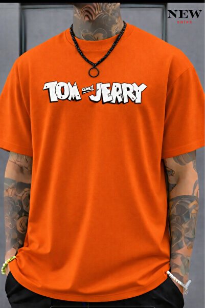 New Shine تي شيرت مطبوع عليه نص توم وجيري للجنسين