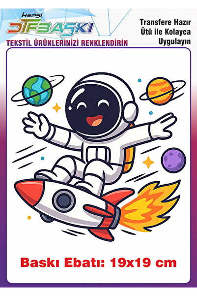 F17 Ajans Astronot Uzay Ütü ile Yapışan Tişört Tekstil Baskı