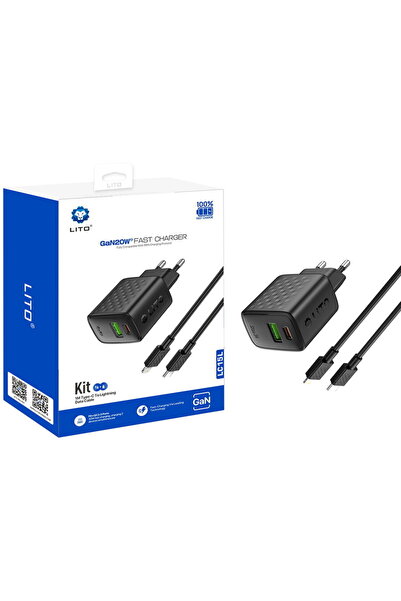 Lito LC15L Cablu Lightning GaN inclus 1xUSB-C +1xUSB-A PD3.0 QC3.0 Ignifug pe...