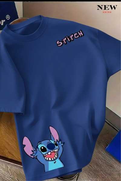 New Shine تي شيرت مطبوع عليه ستيتش للجنسين