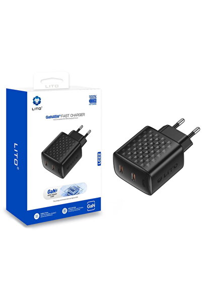 Lito LC22 GaN 2x USB-C PD3.0 PC Ignifug EU 45W Negru