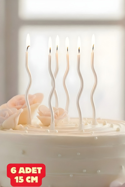 Baloncu Nene Kıvrımlı Sedefli Beyaz İnci Beyazı Kıvrımlı 15 Cm Pasta Mumu Çok...