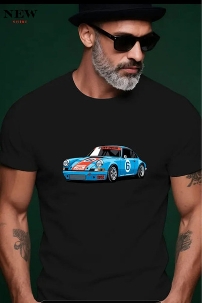 New Shine تي شيرت مطبوع عليه سيارة للجنسين