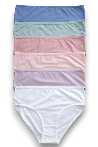 Fanilam Clear Colored Patterned Bato Cotton Women's Panties 6-Piece Breathabl...