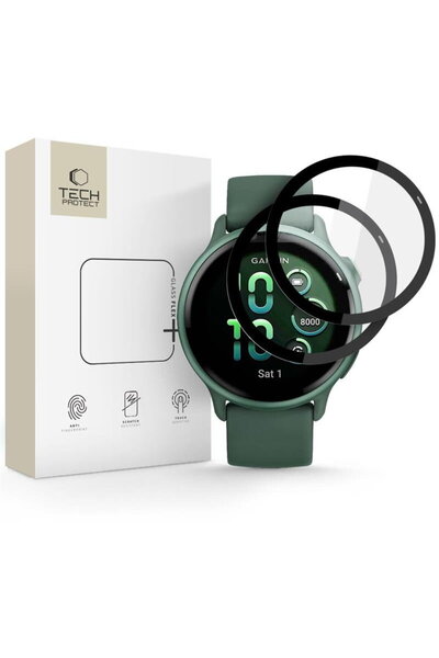 Tech-Protect Flex+ Sticla Hibrida 2-Pack pentru Garmin Vivoactive 6, Negru, by