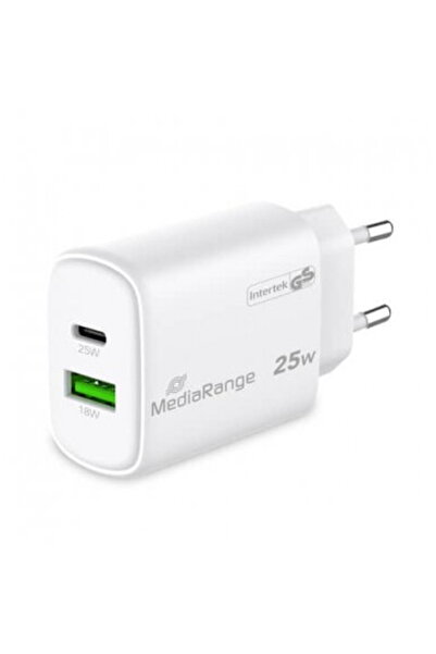 MediaRange Adaptor de încărcare rapidă GaN MRMA112-2 UE 1x USB-A + 1x USB-C P...