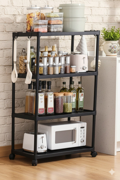 Modern shop Multi-layer plastic kitchen storage shelf organizer with wheels f...