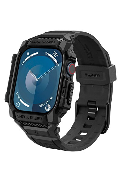 Spigen Apple Watch 10 42mm Case + Strap - Rugged Armor Pro - Matte Black