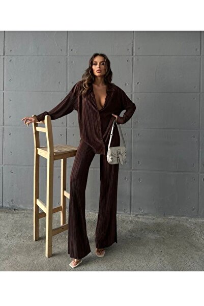 Tarzımızbir piliseli gömlek takım tesettür tam yazlık ürün uzun kollu