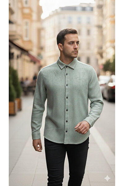 mavisima erkek giyimi Cămașă casual pentru bărbați, cu textură, croială slim ...