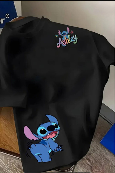 New Shine تي شيرت مطبوع عليه ستيتش للجنسين