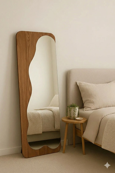 N.zone Full-length brown wooden mirror 170x70 cm - Modern freestanding vanity...