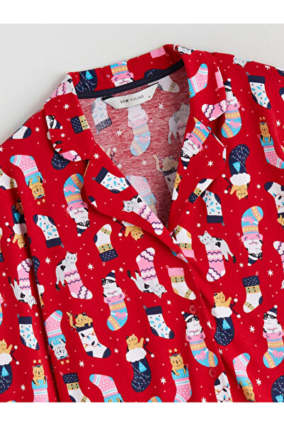 LC Waikiki Shirt Collar Christmas Themed Women's Pajamas Set